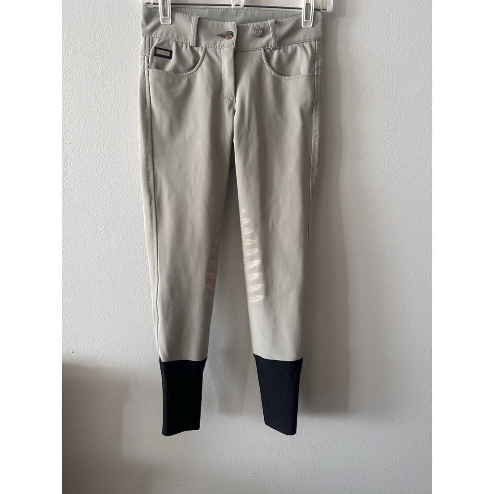 Iago Italian Technical Riding Breeches Womens Knee Grip IT 38 US 26 Tan Beige